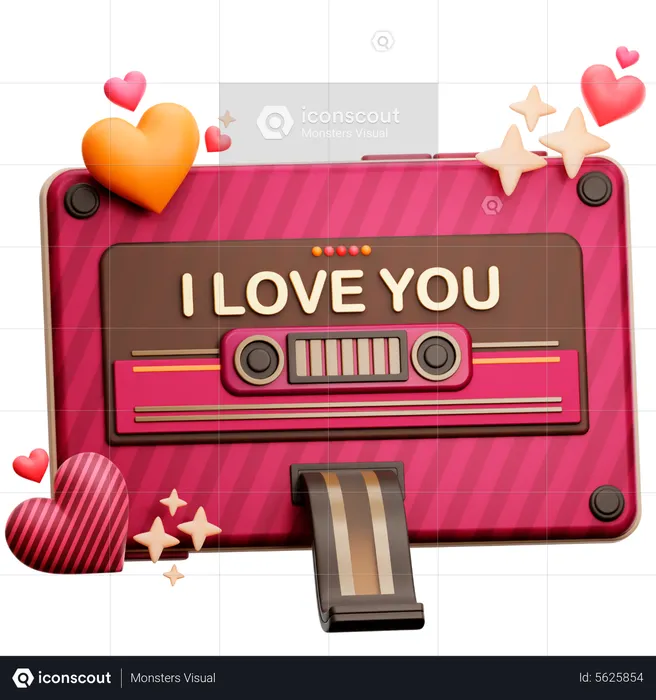 I Love You Cassette Tape  3D Icon