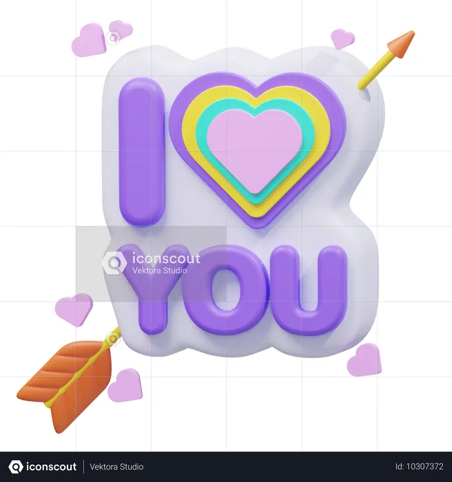 사랑해요 하트 스티커 Logo 3D Icon