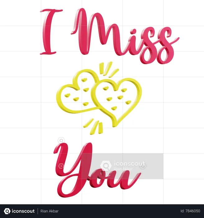 I Miss You Sticker  3D Icon