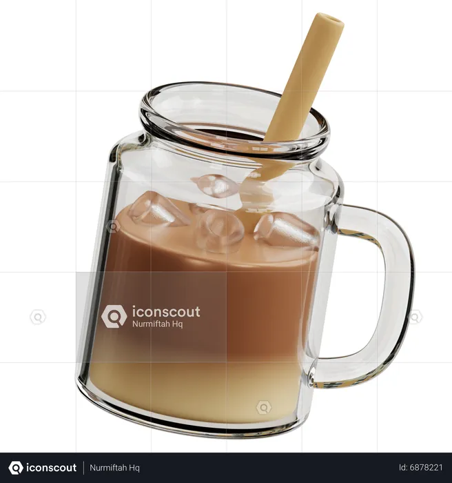 Ice Coffee in Jar  3D Icon