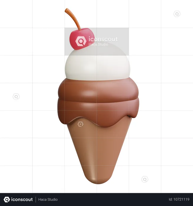 Ice Cream Cherry  3D Icon