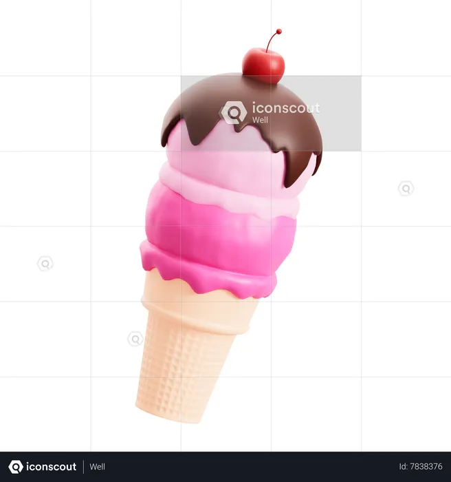 Ice Cream Cone  3D Icon