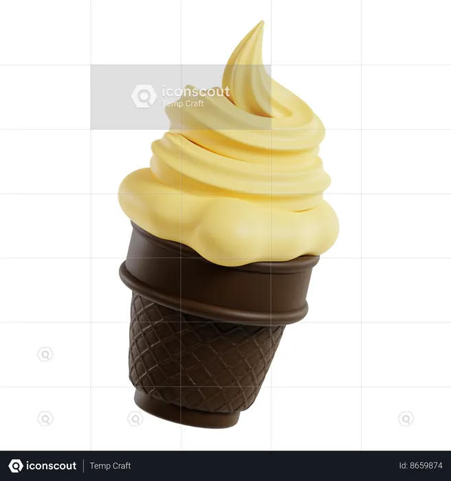 Ice Cream Cone Choclate  3D Icon