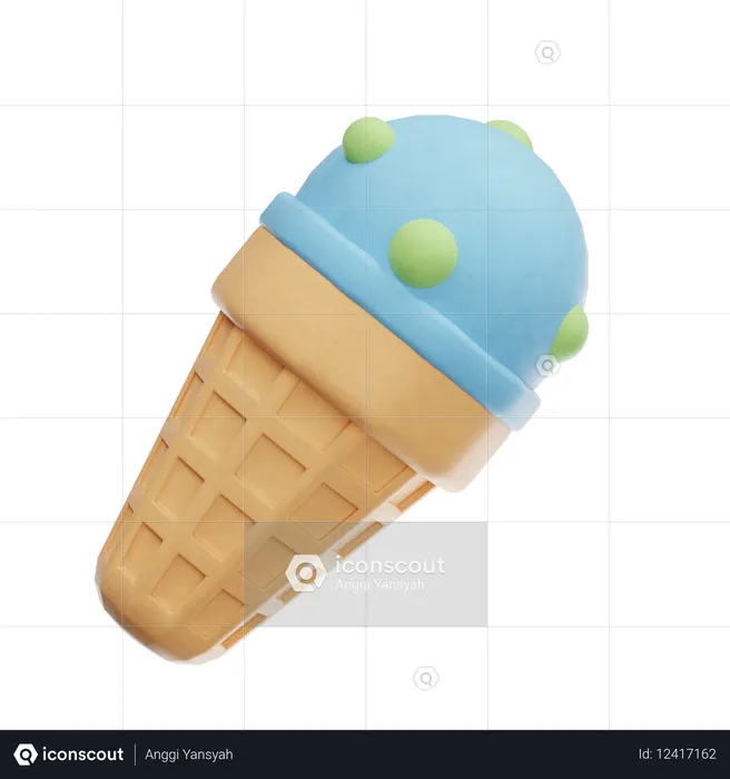 Ice Cream Cone Clay  3D Icon