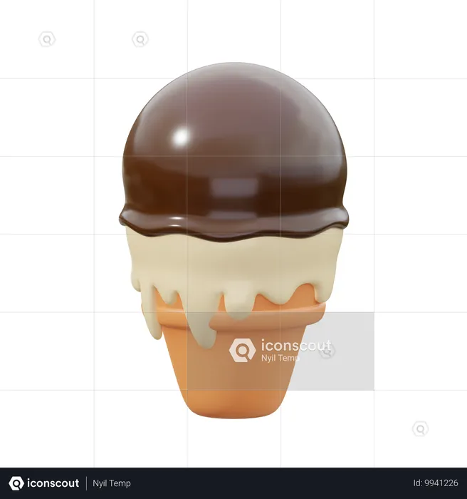 Ice Cream Cone Scoop  3D Icon