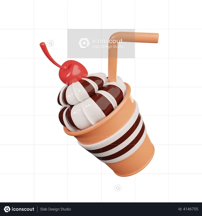 Ice Cream Cup  3D Illustration