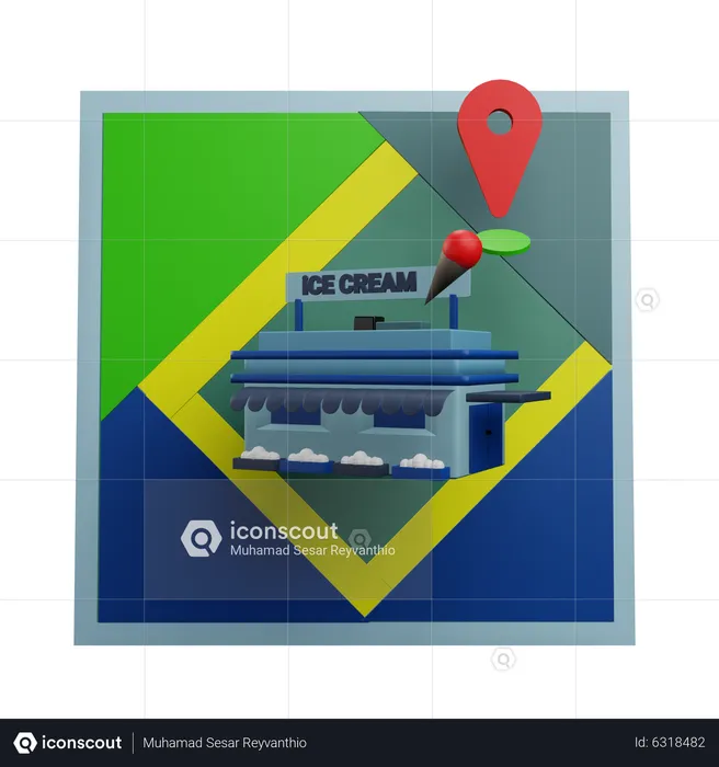 Ice Cream Store Location  3D Icon