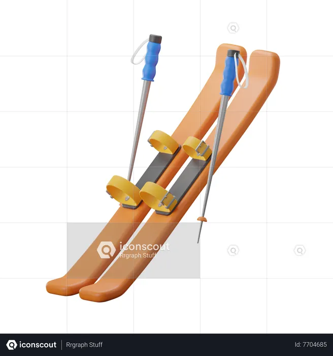 Ice Skiing  3D Icon
