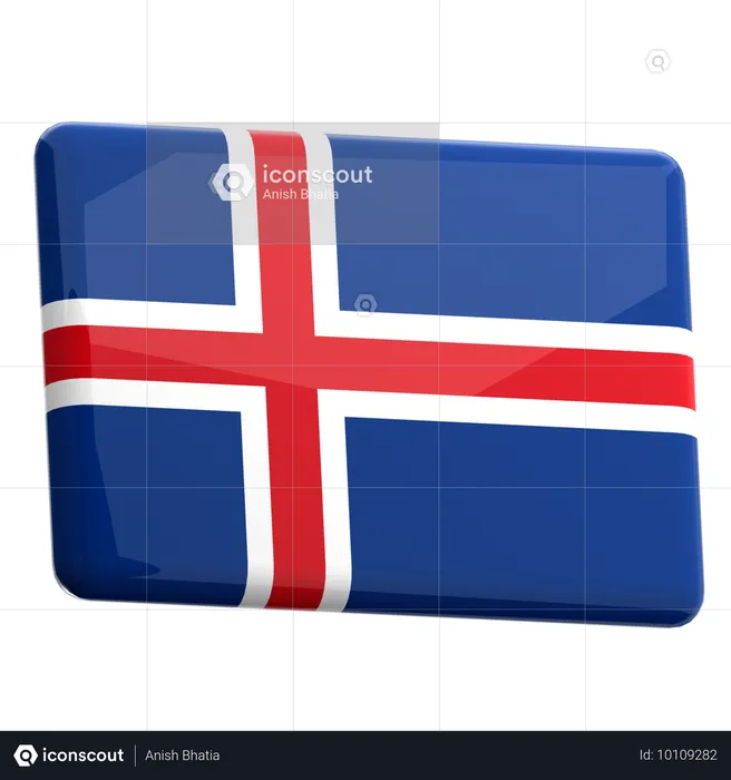 Iceland Flag 3D Icon