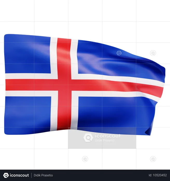 아이슬란드 국기 Flag 3D Icon