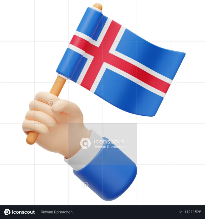 Iceland Flag Flag 3D Icon