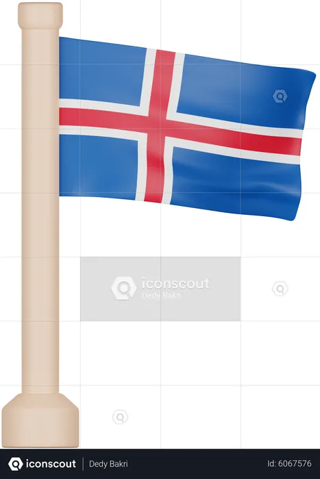 Iceland Flag Flag 3D Icon