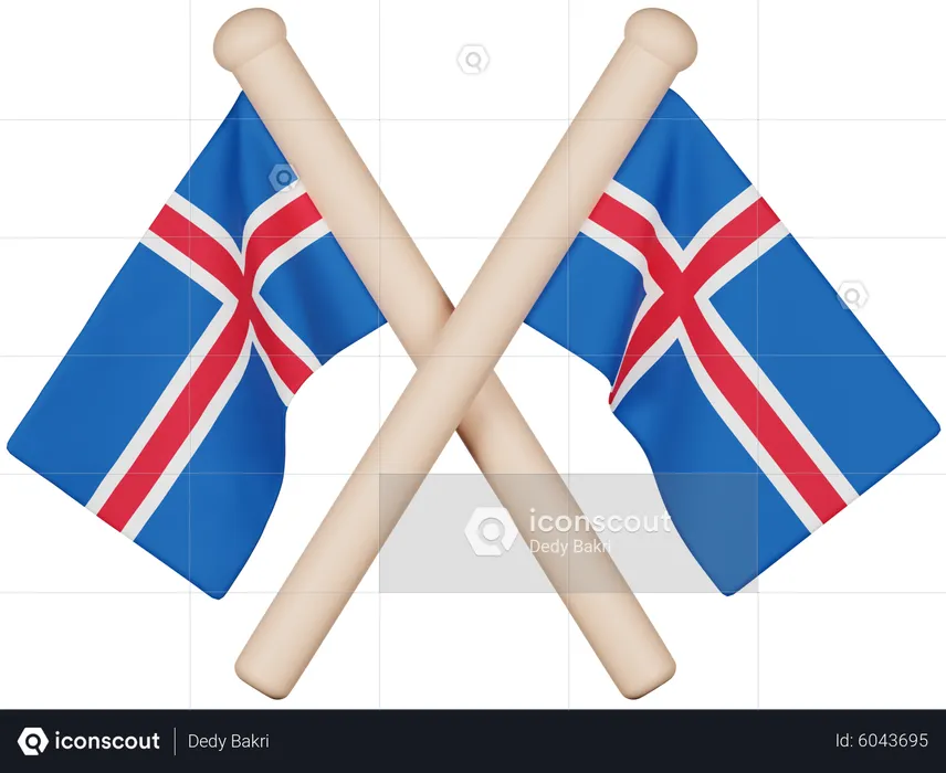 Iceland Flag Flag 3D Icon