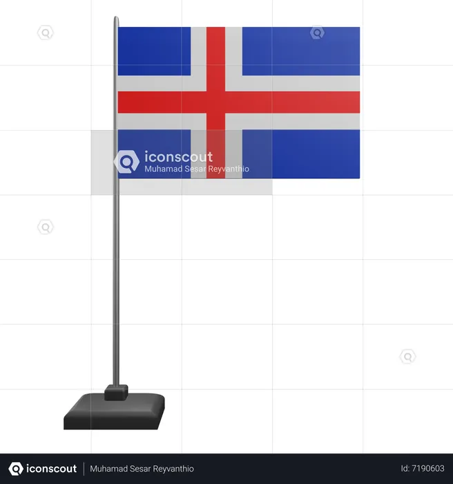 아이슬란드 국기 Flag 3D Icon