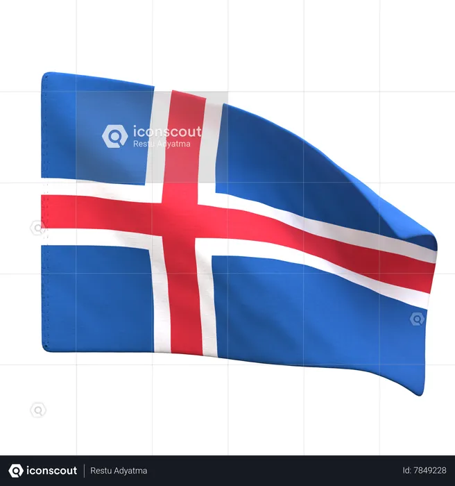 Iceland Flag Flag 3D Icon