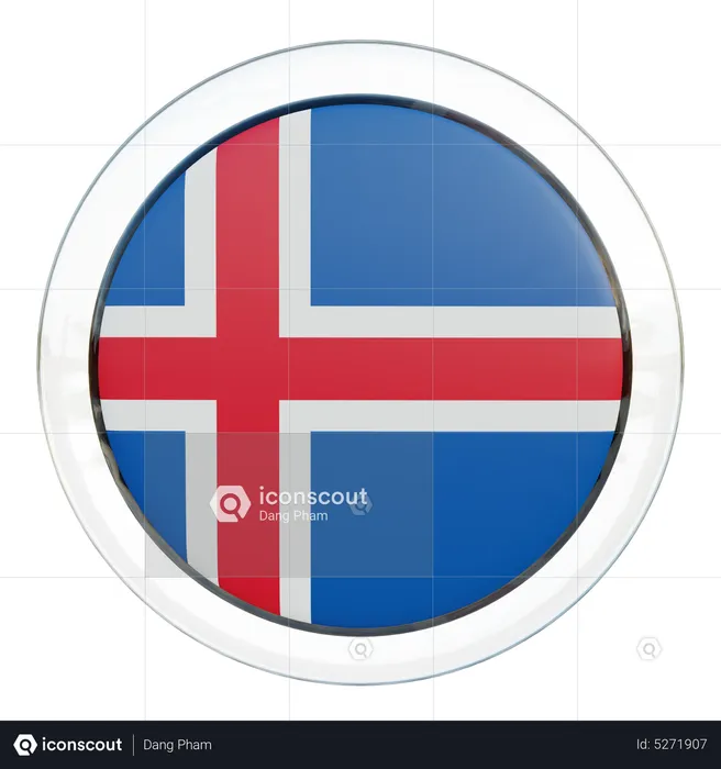 Iceland Round Flag Flag 3D Icon