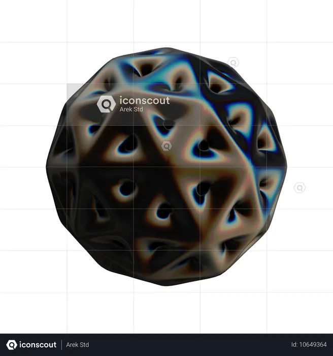 Ico Sphere Wireframe Abstrack  3D Icon