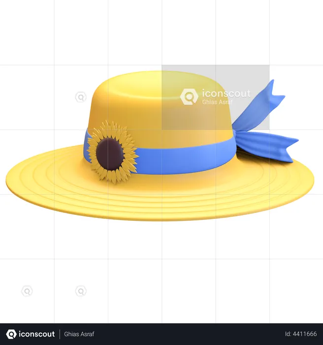 Icône de chapeau de fleur de soleil  3D Illustration