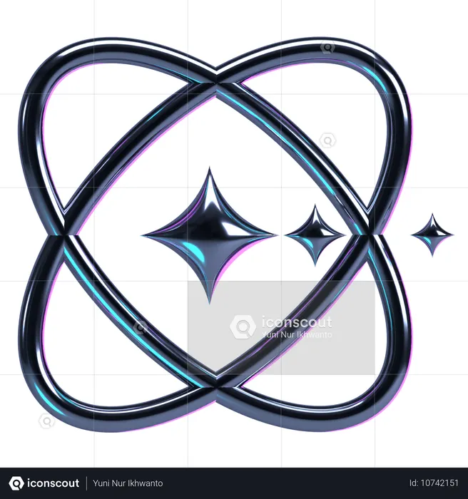 Icône d'étoile en orbite atomique  3D Icon