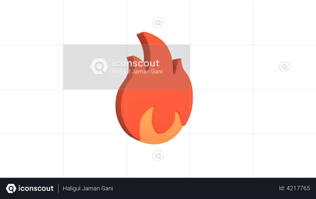Icône de feu et de flamme  3D Illustration