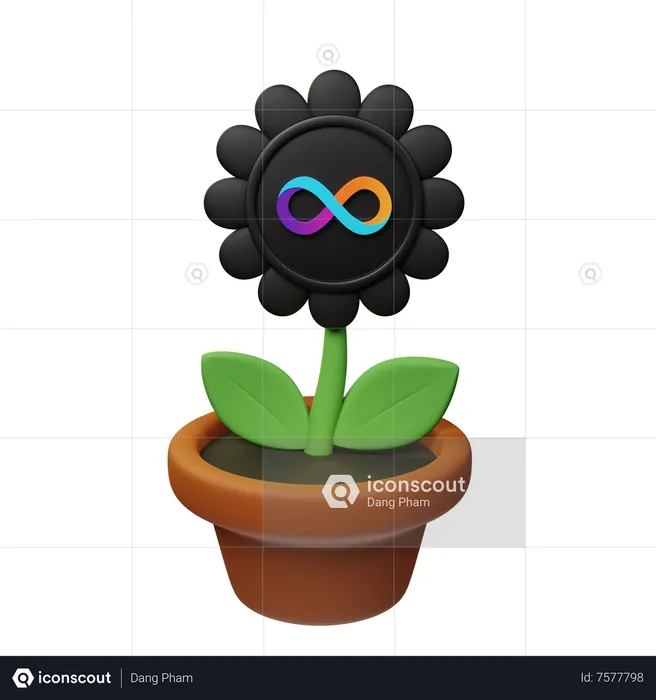 Icp Crypto Plant Pot  3D Icon