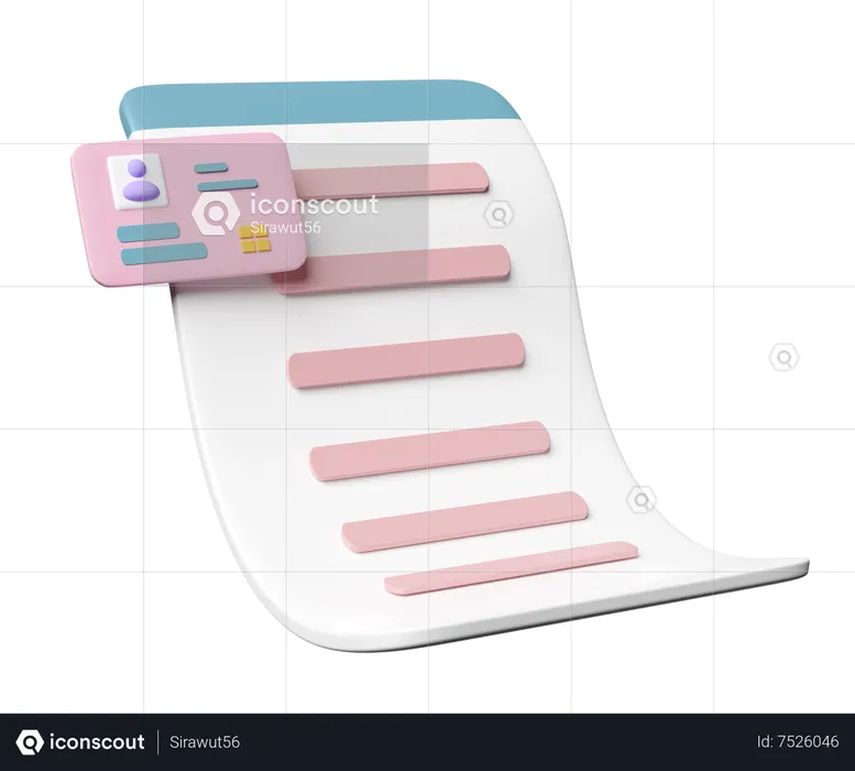 Id Card With Checklist  3D Icon
