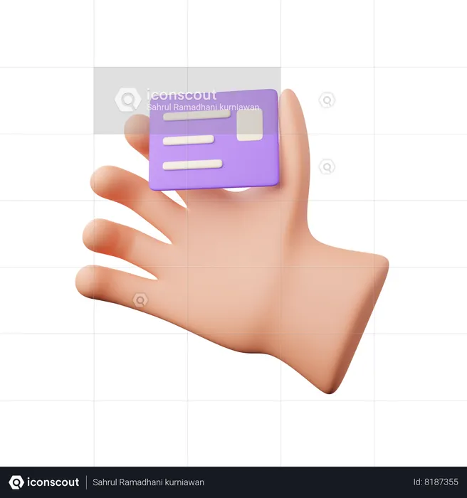 Mão segurando carteira de estudante  3D Icon