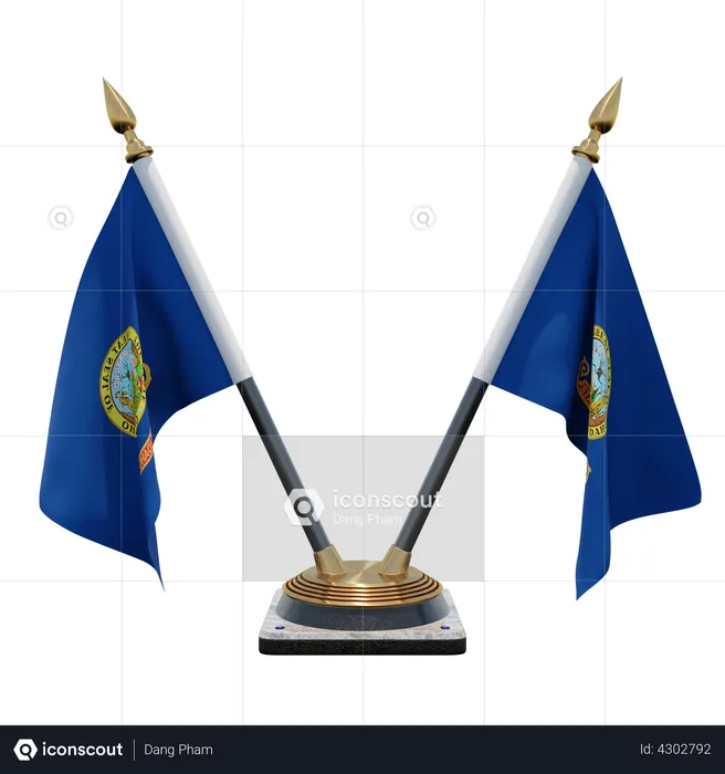 Idaho Double Desk Flag Stand Flag 3D Illustration