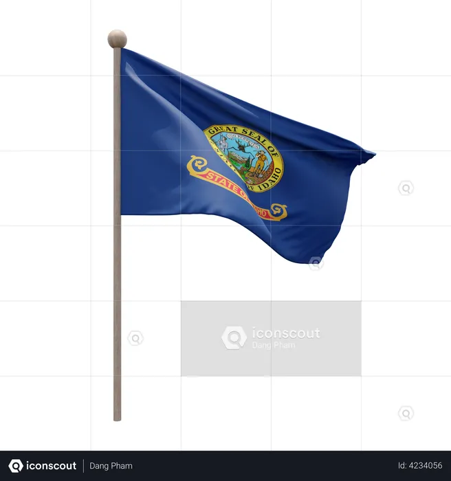 Idaho Flag Pole  3D Illustration