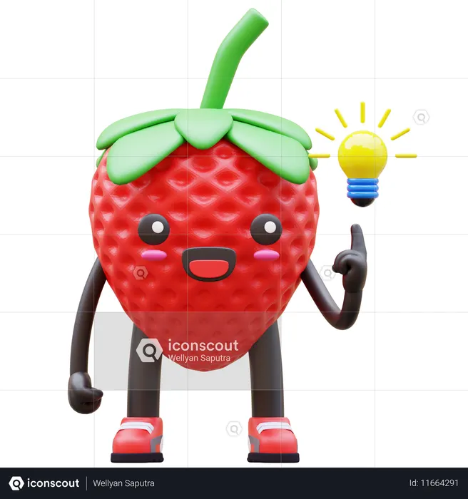 Fraise ayant une idée  3D Illustration