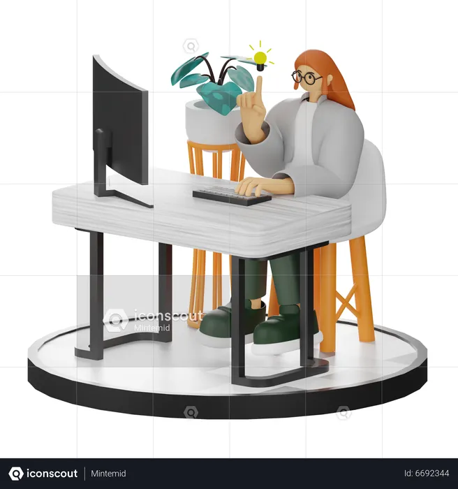 Femme Trouver des idées  3D Illustration