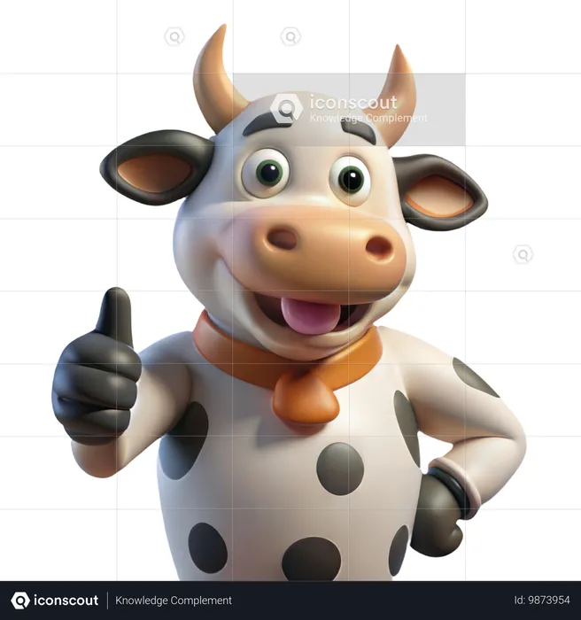 Vache idiote, pouce levé  3D Icon