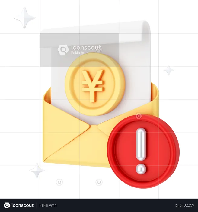 Alerta de correio em ienes  3D Icon