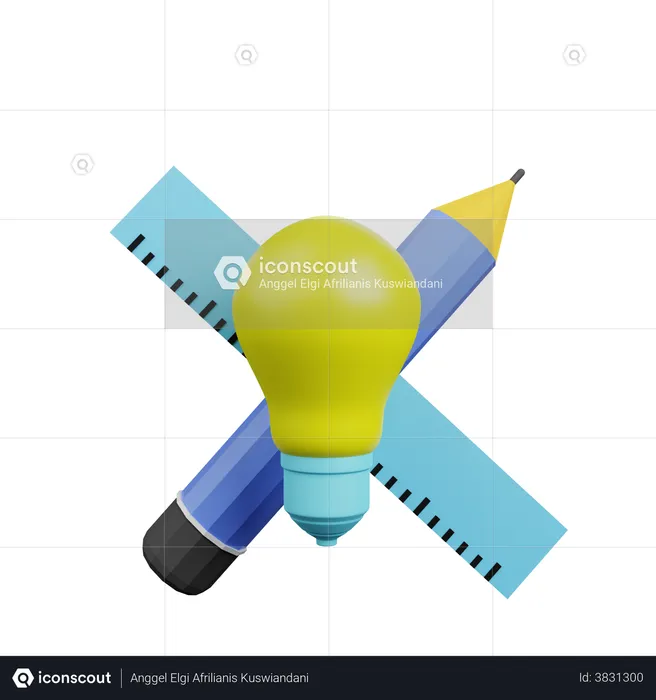 Ight Bulb With Design Tool  3D Illustration