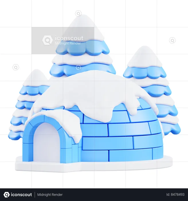 Igloo And Tree  3D Icon