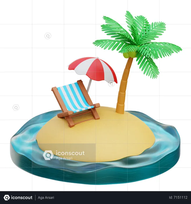 Île tropicale  3D Icon