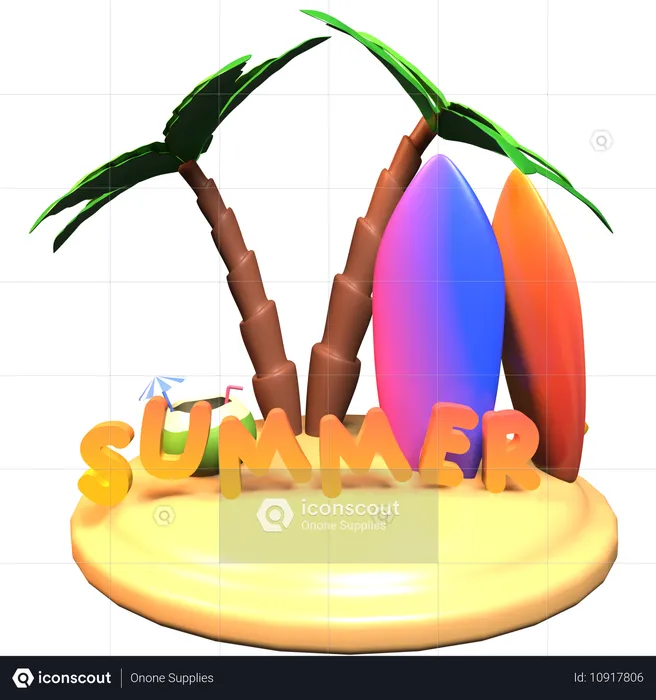 Ilha de verão  3D Icon