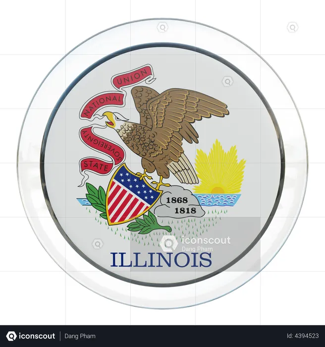 Vidrio de bandera de Illinois Flag 3D Flag