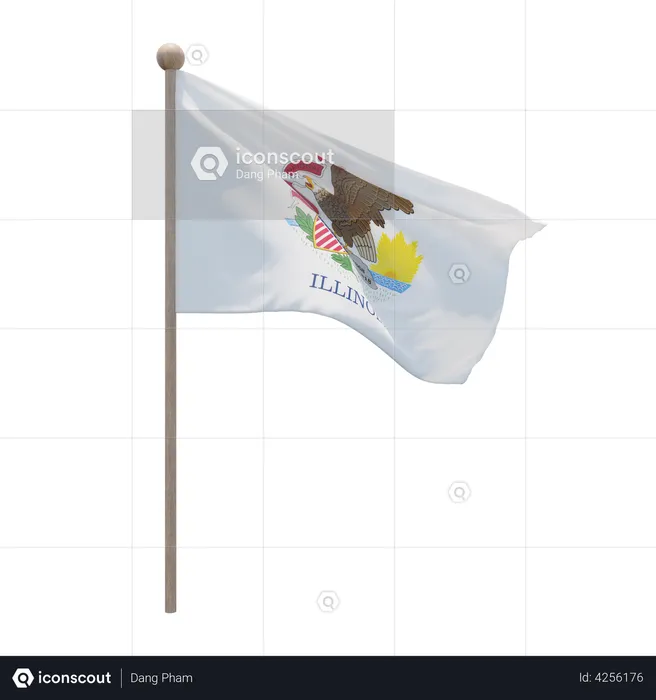 Mât de drapeau de l'Illinois Flag 3D Flag