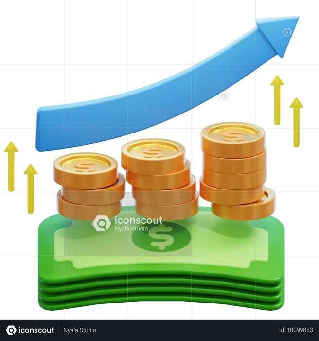 Illustration 3D du bénéfice financier  3D Icon