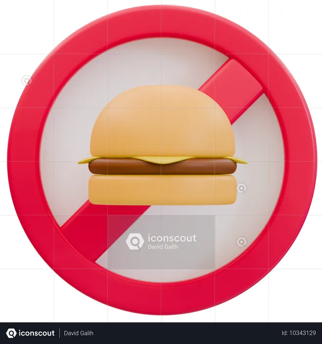 Ilustração de placa de comida proibida  3D Icon