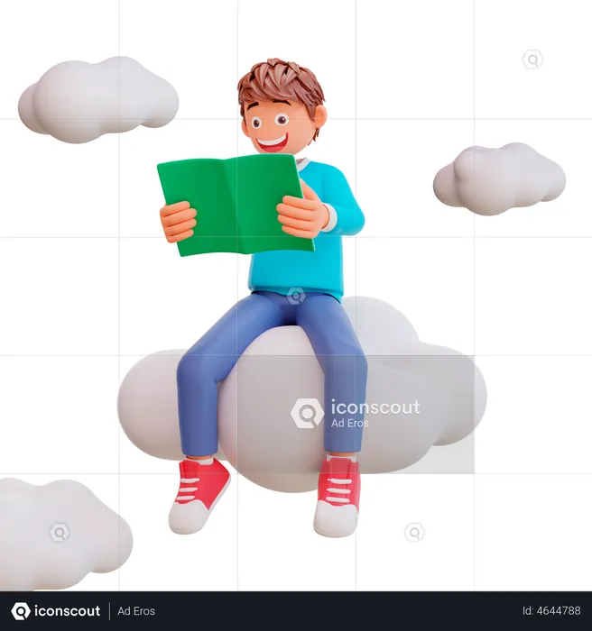 Estudiante de regreso a la escuela y estudiando en el cielo  3D Illustration