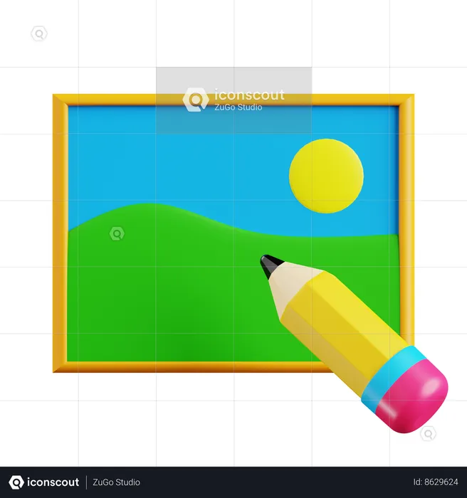 Image and Pencil  3D Icon
