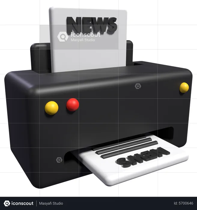 Impresión de noticias  3D Icon