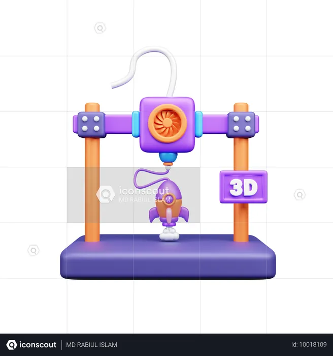 Impressão de foguete  3D Icon