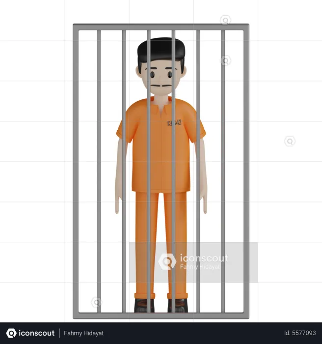 Imprisoned Convict  3D Illustration