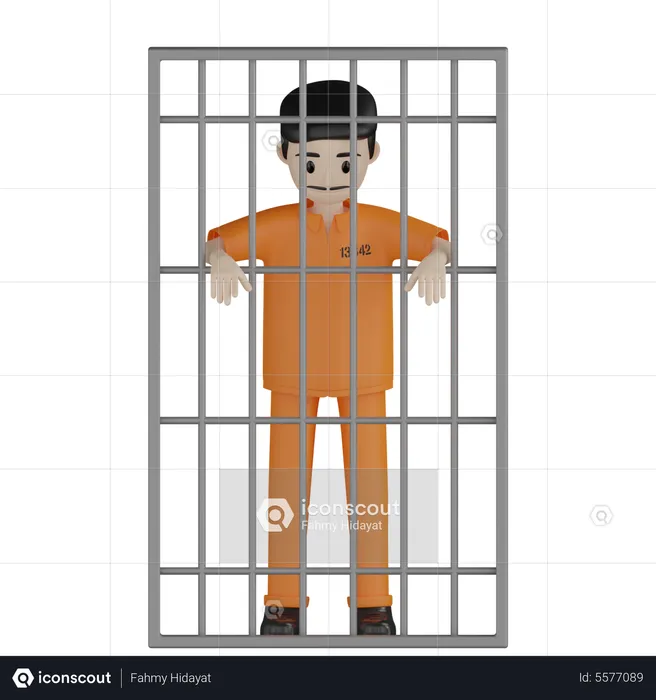 Imprisoned Prisoner  3D Illustration