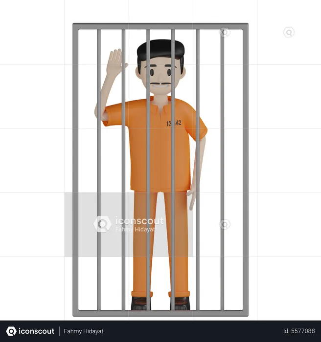 Imprisoned Prisoner Weaving Hand  3D Illustration