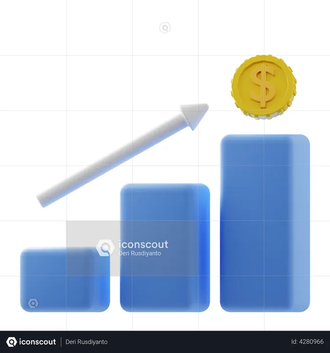 Increase Finance Graph  3D Illustration