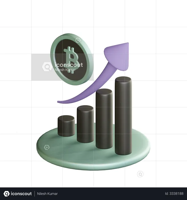 Increment in bitcoin pricing  3D Illustration